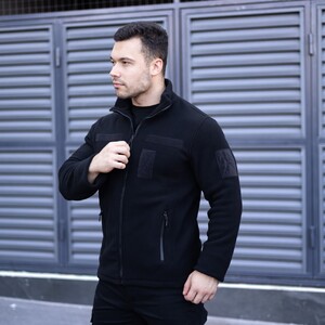 Фото - Флісова кофта бренду Pobedov Voin з липучками чорного кольору - Men box