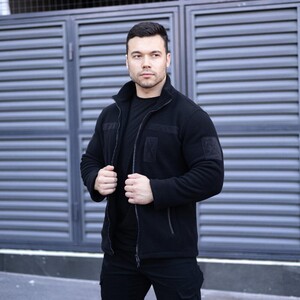 Фото - Флісова кофта бренду Pobedov Voin з липучками чорного кольору - Men box