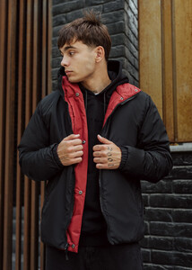 Фото - Двостороння чорно-бордова куртка Staff black & bordo - Men box