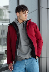 Фото - Двусторонняя черно-бордовая куртка Staff sm black & bordo - Men box