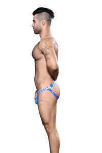Фото - Джоки от Andrew Christian сетчатые голубые со звездами - Men box