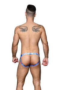 Фото - Джоки от Andrew Christian сетчатые голубые со звездами - Men box