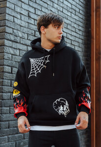 Фото - Утеплене чорне худі Staff no pain oversize fleece - Men box