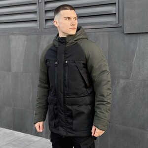 Фото - Двухцветная парка Pobedov Seniora Udacha Gray. Цвет: хаки-черный - Men box