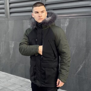 Фото - Двухцветная парка Pobedov Seniora Udacha Gray. Цвет: хаки-черный - Men box