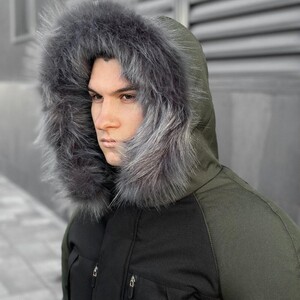 Фото - Двухцветная парка Pobedov Seniora Udacha Gray. Цвет: хаки-черный - Men box