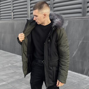 Фото - Двухцветная парка Pobedov Seniora Udacha Gray. Цвет: хаки-черный - Men box
