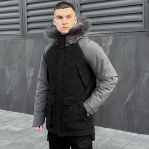 Фото - Чорно-сіра зимова парка Pobedov Seniora Udacha Gray - Men box