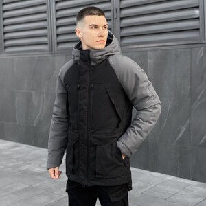 Фото - Чорно-сіра зимова парка Pobedov Seniora Udacha Gray - Men box