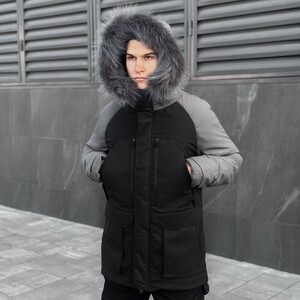 Фото - Чорно-сіра зимова парка Pobedov Seniora Udacha Gray - Men box