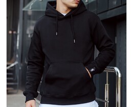 Фото - Тепле чорне худі Staff black basic fleece - Men box