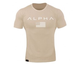 Фото - Бежева футболка від бренду Alpha в американському стилі - Men box