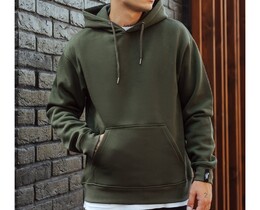 Фото - Однотонне худі кольору хакі Staff khaki basic oversize fleece - Men box
