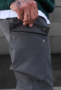 Фото - Утепленные зимние штаны Staff st cargo gray fleece - Men box