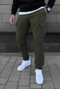 Фото - Утеплені штани кольору хакі Staff st cargo khaki fleece - Men box