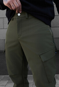 Фото - Утеплені штани кольору хакі Staff st cargo khaki fleece - Men box