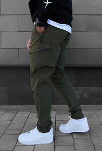 Фото - Утеплені штани кольору хакі Staff st cargo khaki fleece - Men box