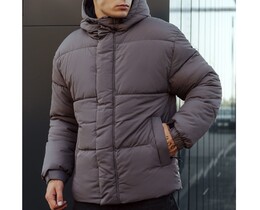 Фото - Зимняя куртка серого цвета Staff sin gray oversize - Men box