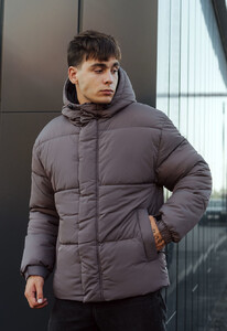 Фото - Зимняя куртка серого цвета Staff sin gray oversize - Men box