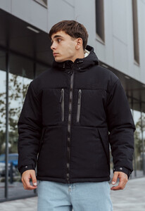 Фото - Чорна зимова куртка Staff black logo - Men box