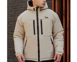 Фото - Зимняя куртка бежевого цвета Staff beige logo - Men box