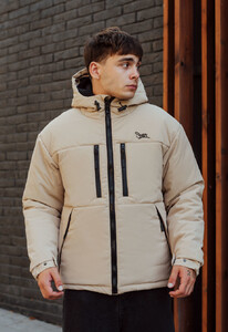 Фото - Зимняя куртка бежевого цвета Staff beige logo - Men box