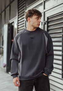Фото - Свитшот серого цвета Staff gray logo oversize fleece - Men box