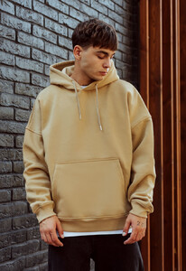 Фото - Теплое оверсайз худи Staff beige basic oversize fleece - Men box