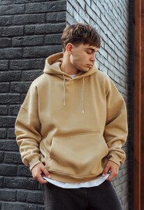 Фото - Теплое оверсайз худи Staff beige basic oversize fleece - Men box