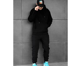 Фото - Теплий спортивний костюм Staff jax black oversize fleece - Men box