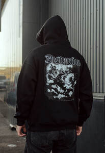 Фото - Утепленное черное худи Staff destruction oversize fleece - Men box