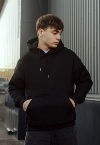 Фото - Утепленное черное худи Staff destruction oversize fleece - Men box