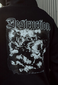 Фото - Утепленное черное худи Staff destruction oversize fleece - Men box