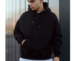 Фото - Зимове однотонне худі Staff black oversize fleece - Men box