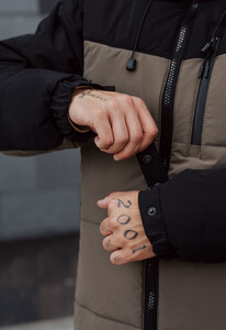 Фото - Двухцветная зимняя куртка Staff pl khaki & black - Men box