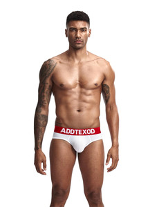 Фото - Белые брифы с красной резинкой Addtexod - Men box