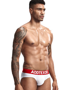 Фото - Белые брифы с красной резинкой Addtexod - Men box