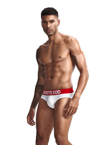 Фото - Белые брифы с красной резинкой Addtexod - Men box