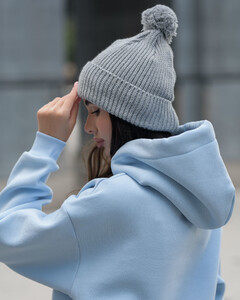 Фото - Тепла жіноча шапка Staff pompon light gray - Men box