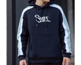 Фото - Темно-синее утепленное худи Staff logo colorblock navy fleece - Men box