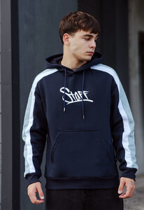 Фото - Темно-синее утепленное худи Staff logo colorblock navy fleece - Men box