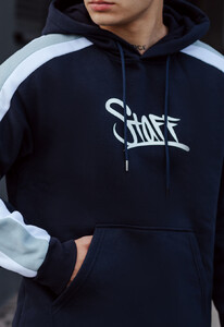 Фото - Темно-синее утепленное худи Staff logo colorblock navy fleece - Men box