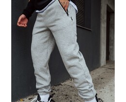 Фото - Теплые спортивные штаны Staff gray melange fleece - Men box