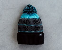 Фото - Шапка на зиму з помпоном Staff black & turquoise pattern - Men box