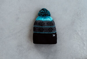 Фото - Шапка на зиму з помпоном Staff black & turquoise pattern - Men box