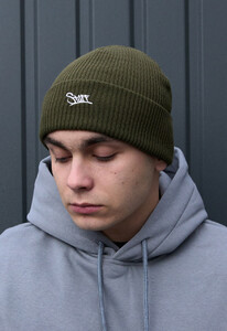Фото - Зимняя мужская шапка цвета хаки Staff khaki logo - Men box