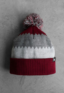 Фото - Зимняя мужская шапка Staff gray & bordo pattern - Men box