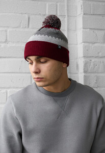 Фото - Зимняя мужская шапка Staff gray & bordo pattern - Men box