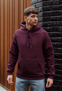 Фото - Теплое бордовое худи Staff dark bordo logo oversize fleece - Men box