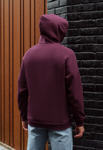 Фото - Теплое бордовое худи Staff dark bordo logo oversize fleece - Men box